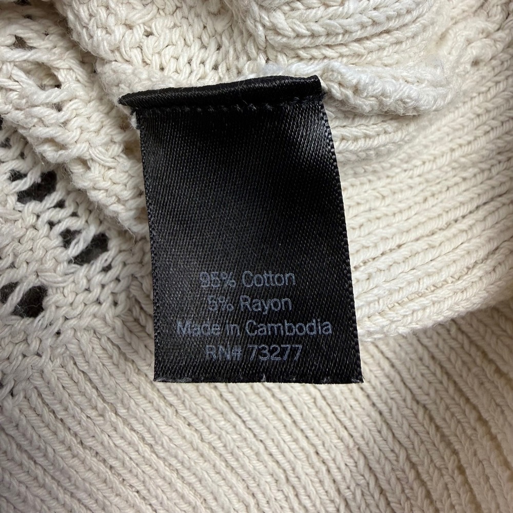 Simply Vera Vera Wang Pointelle Cardigan Womens Large Cream Coastal Grandmother - Picture 10 of 10
